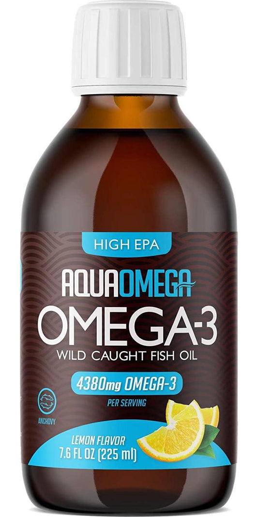 AquaOmega High EPA Omega-3 Daily Supplement, Lemon Flavor – 4,380 mg of Omega-3’s per Serving