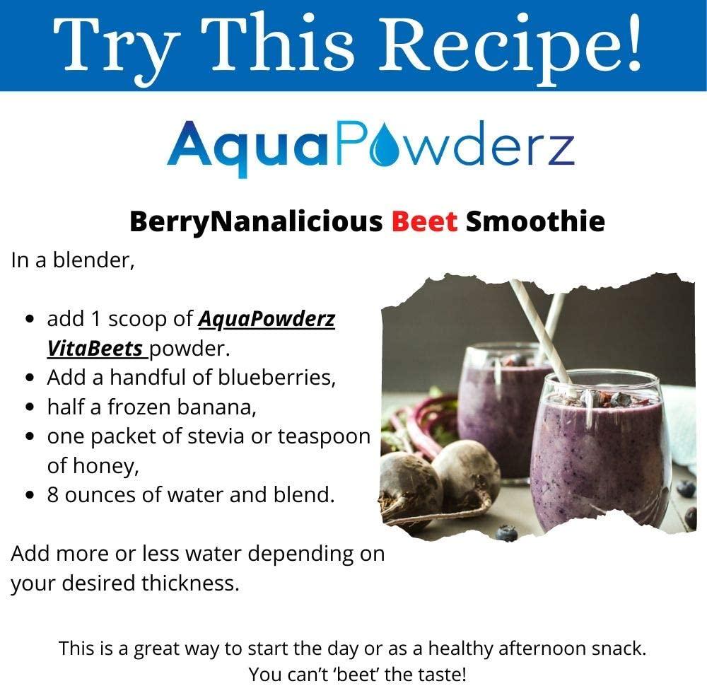 AquaPowderz Organic VitaBeets Powder| Beetroot Powder with Highly Nutritious Kale and Spinach Powder |Promotes Nitric Oxide for Heart Health| Energy |Stamina and Performance |Non GMO | USA |5.29 oz