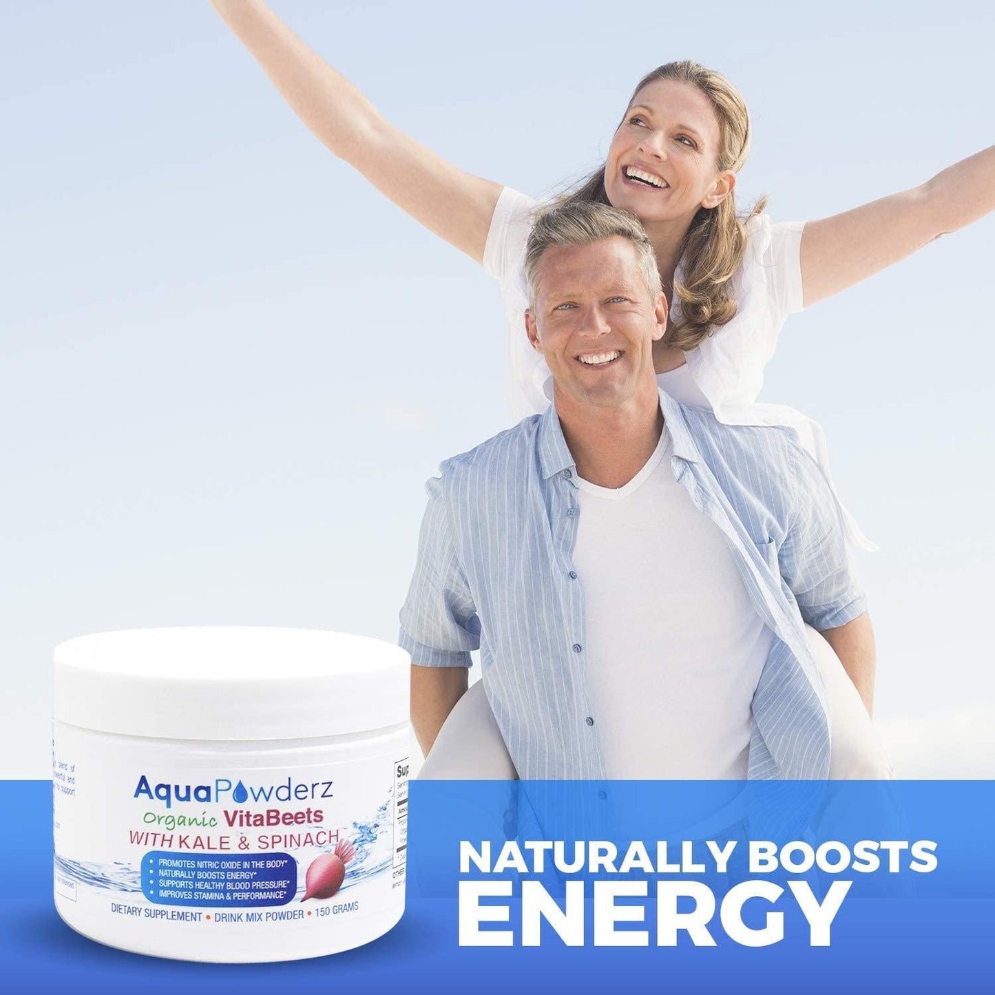 AquaPowderz Organic VitaBeets Powder| Beetroot Powder with Highly Nutritious Kale and Spinach Powder |Promotes Nitric Oxide for Heart Health| Energy |Stamina and Performance |Non GMO | USA |5.29 oz