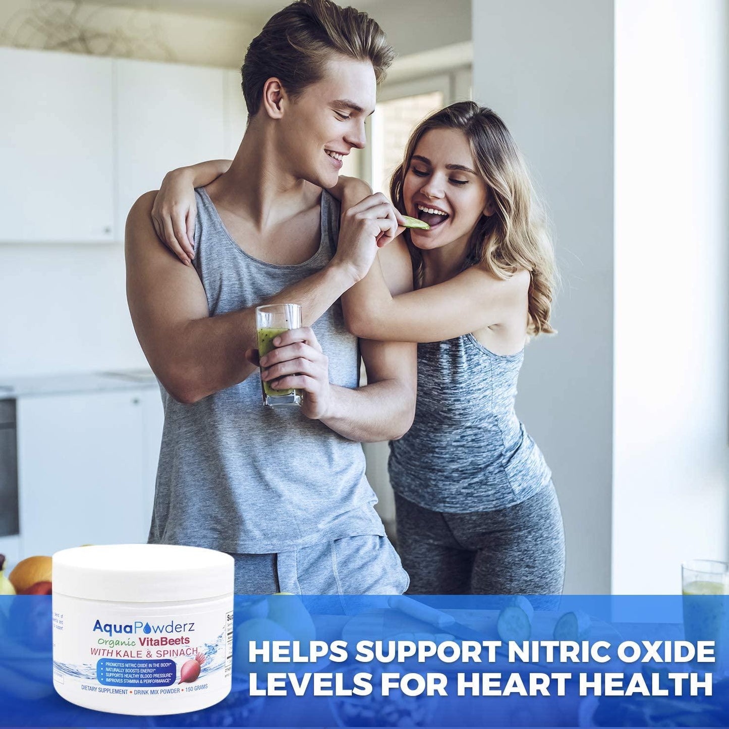 AquaPowderz Organic VitaBeets Powder| Beetroot Powder with Highly Nutritious Kale and Spinach Powder |Promotes Nitric Oxide for Heart Health| Energy |Stamina and Performance |Non GMO | USA |5.29 oz