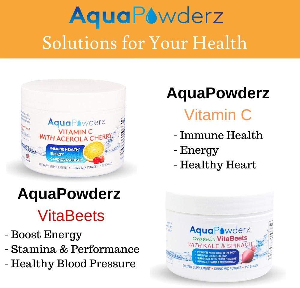 AquaPowderz Vitamin C Powder from Pure Ascorbic Acid w/Acerola Cherry, 2000 mg, Gluten Free - Immune Health, Energy, Cardiovascular Support