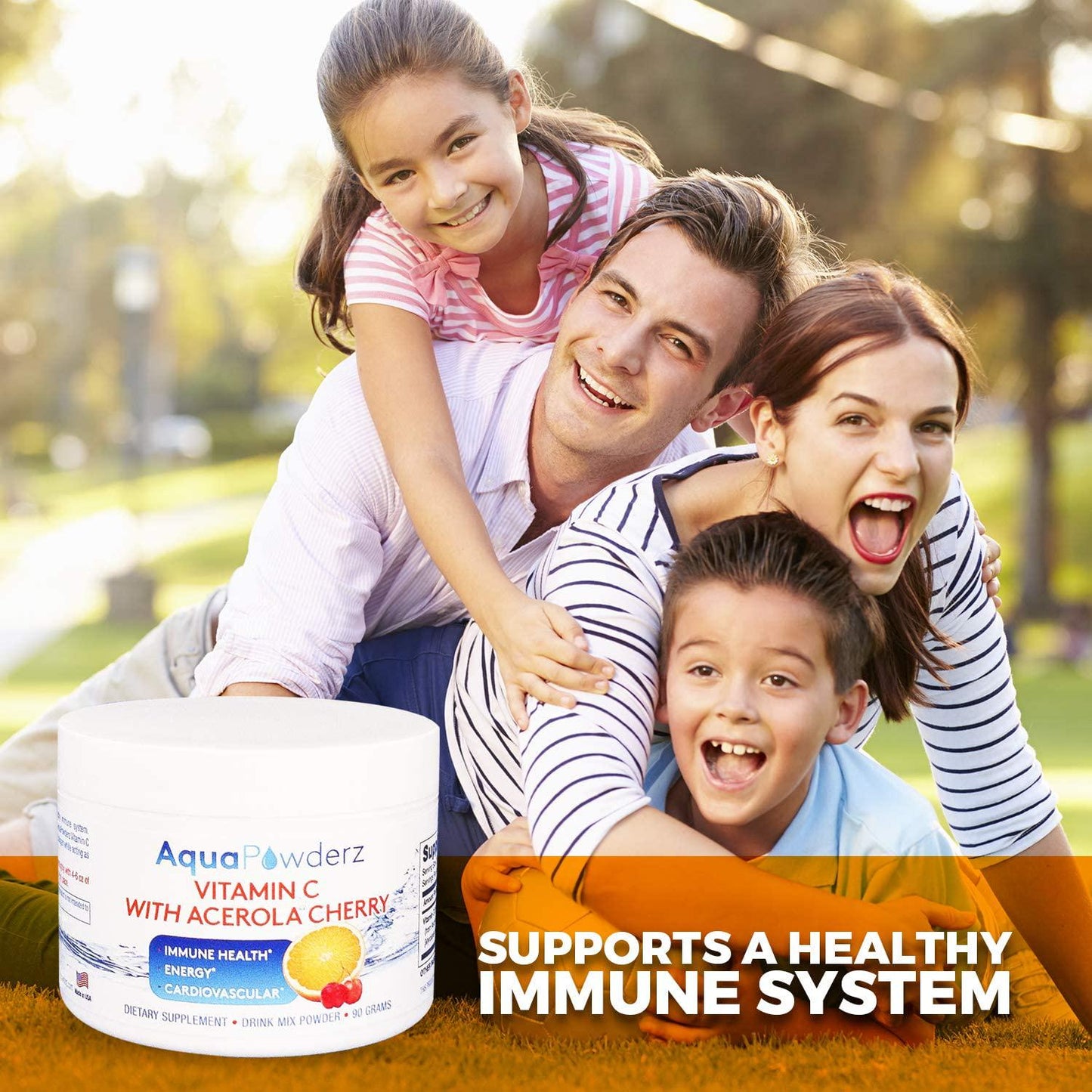 AquaPowderz Vitamin C Powder from Pure Ascorbic Acid w/Acerola Cherry, 2000 mg, Gluten Free - Immune Health, Energy, Cardiovascular Support