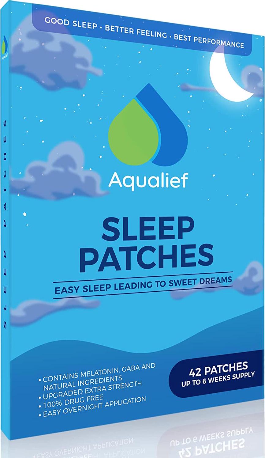 Aqualief Sleep Patches with Melatonin and GABA, 42 Patch Set, Supports Rest and Rejuvenation for Travel, Jet Lag, and Insomnia, Men and Women