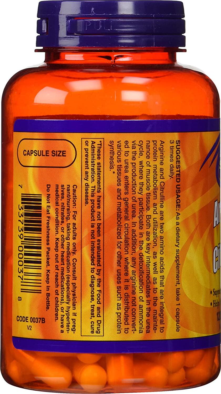 Arginine and Citrulline 500/250mg - 120 Capsules (2 Pack)