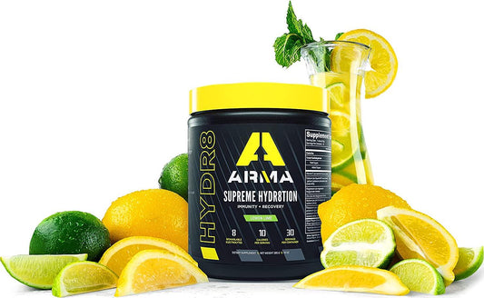 Arma Sport HYDR8 - Advanced Hydration Formula to Reduce Fatigue, Eliminate Cramps, and Prevent Dehydration - Electrolytes with Magnesium, Zinc, Pink Himalayan Salt - No Preservatives - Lemon Lime