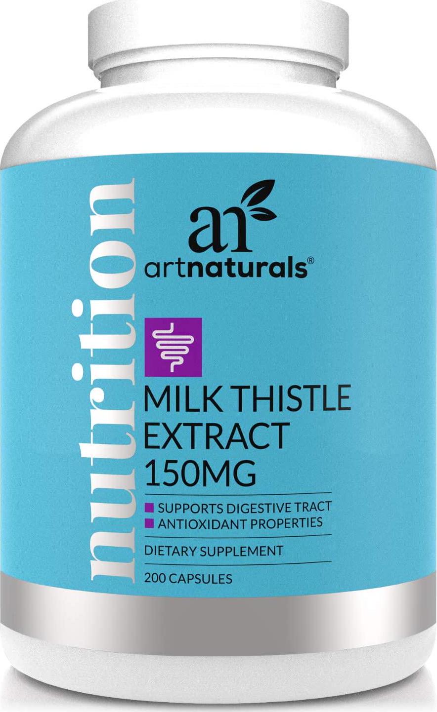 ArtNaturals Silymarin Milk Thistle Capsules - (150mg x 200 Softgels) - Concentrated Extract to Support Liver Health, Detox and Cleanse - Herbal Supplement