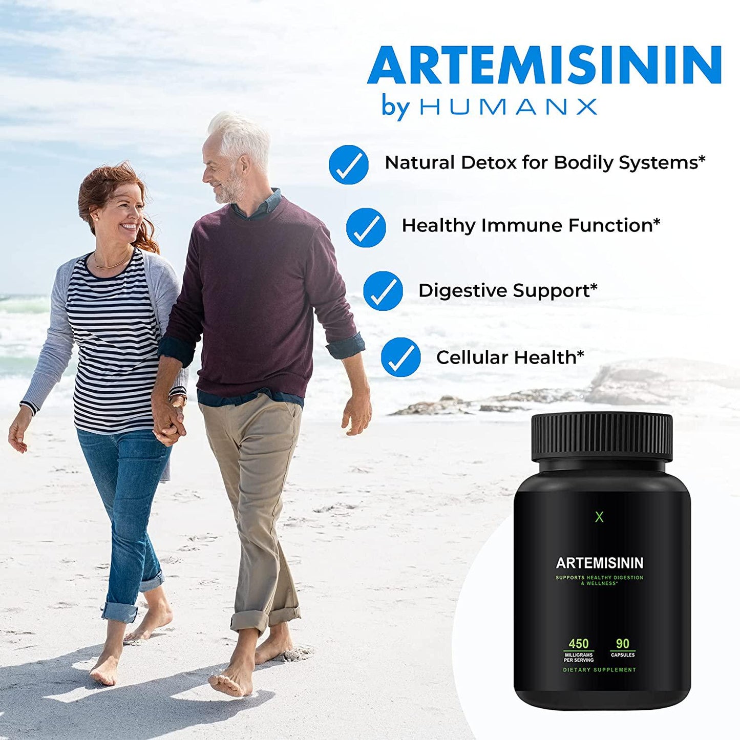 Artemisinin 450 mg - Artemisia Annua - Sweet Wormwood Extract - Artemisinin Capsules Support Healthy Aging, Digestion, and Immunity - Easy to Swallow Veggie Capsules - HumanX