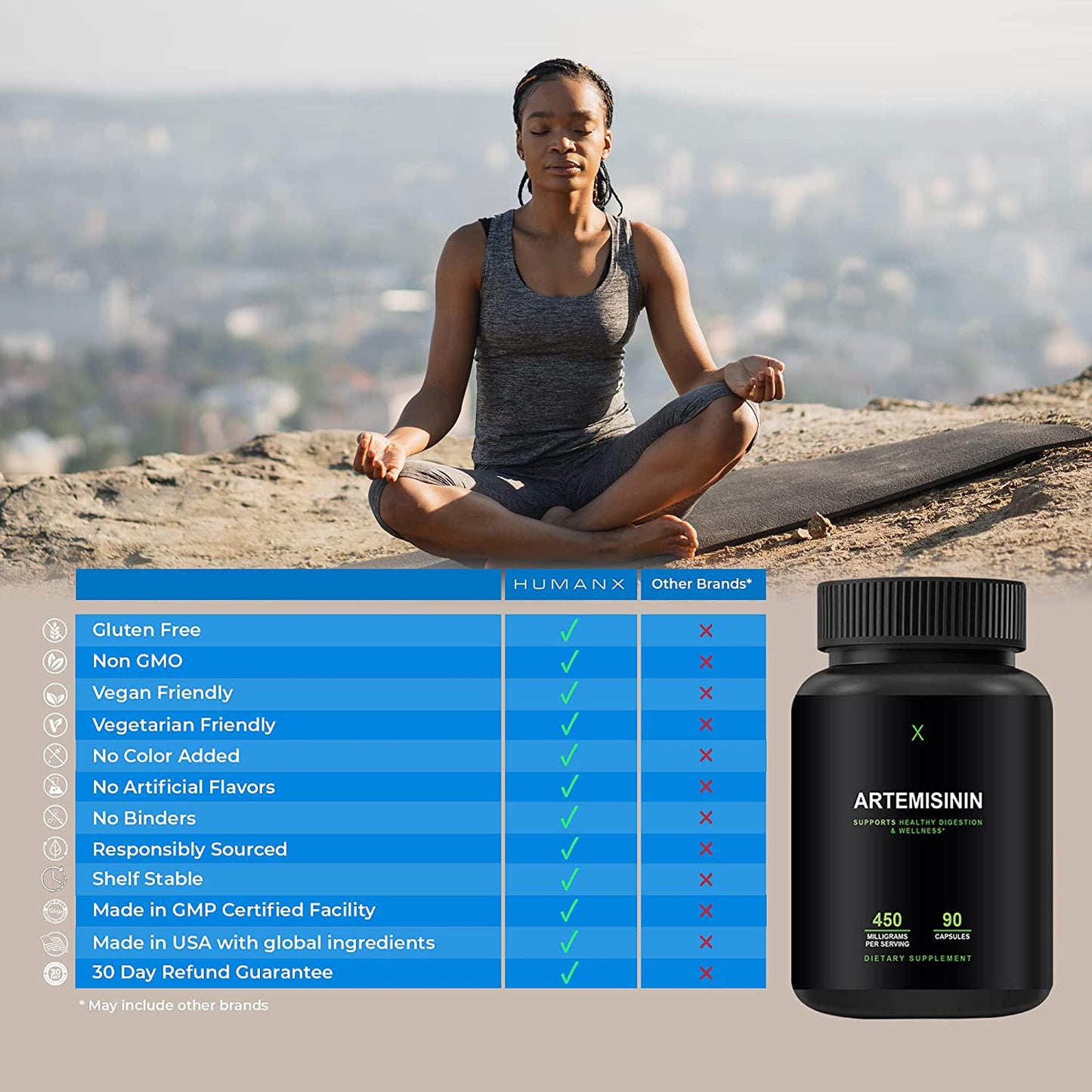 Artemisinin 450 mg - Artemisia Annua - Sweet Wormwood Extract - Artemisinin Capsules Support Healthy Aging, Digestion, and Immunity - Easy to Swallow Veggie Capsules - HumanX