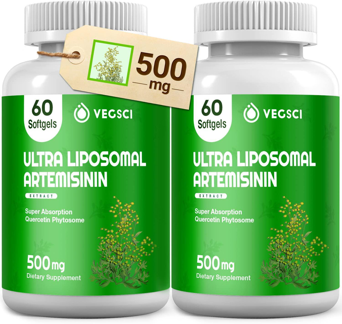Artemisinin 500Mg Supplement, Artemisia Annua Sweet Wormwood Extract, Liposomal Artemisinin Plus 200mg Quercetin for Digestion, Immune Support, Anti Aging and Inflammation, 120 Servings