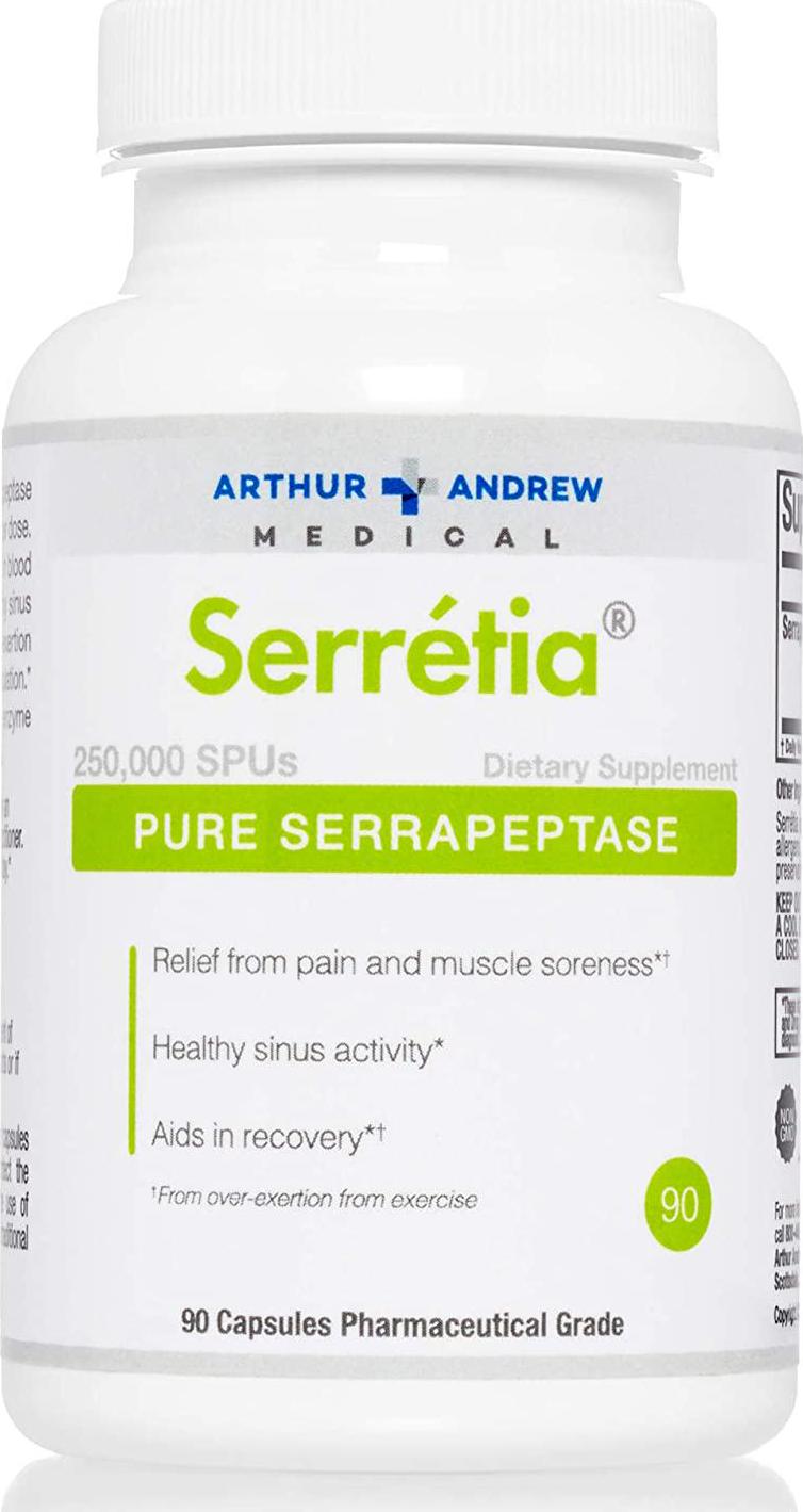Arthur Andrew Medical, Serretia, Serrapeptase Formula for Muscle and Sinus Support, 90 Capsules