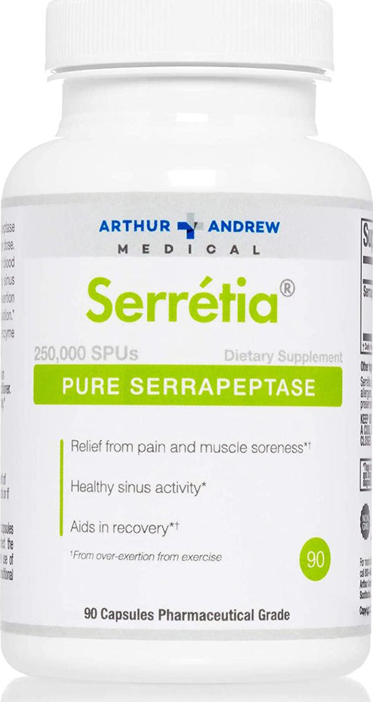 Arthur Andrew Medical, Serretia, Serrapeptase Formula for Muscle and Sinus Support, 90 Capsules
