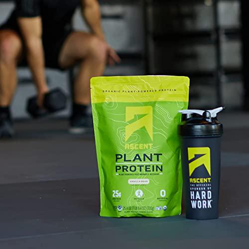 Ascent Organic Plant Based Protein Powder - Non Dairy Vegan Protein, Zero Artificial Ingredients, Soy and Gluten Free, No Added Sugar, 4g BCAA, 2g Leucine - Vanilla, 20 Servings