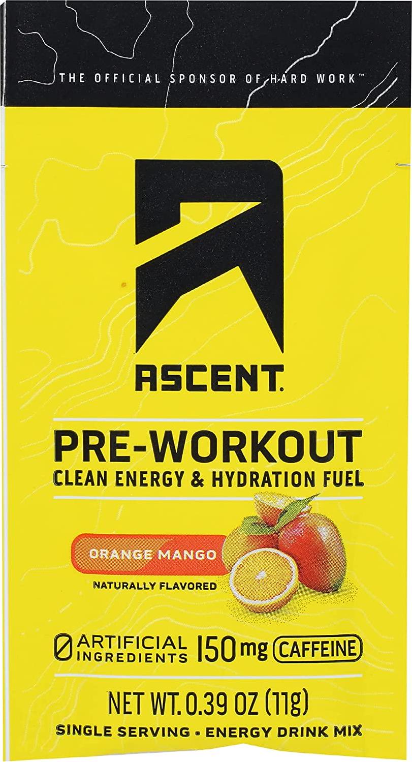 Ascent, Pre Workout Hydration Fuel Orange Mango, 0.39 Ounce