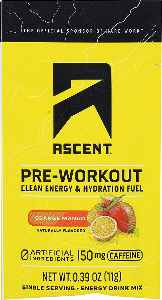 Ascent, Pre Workout Hydration Fuel Orange Mango, 0.39 Ounce