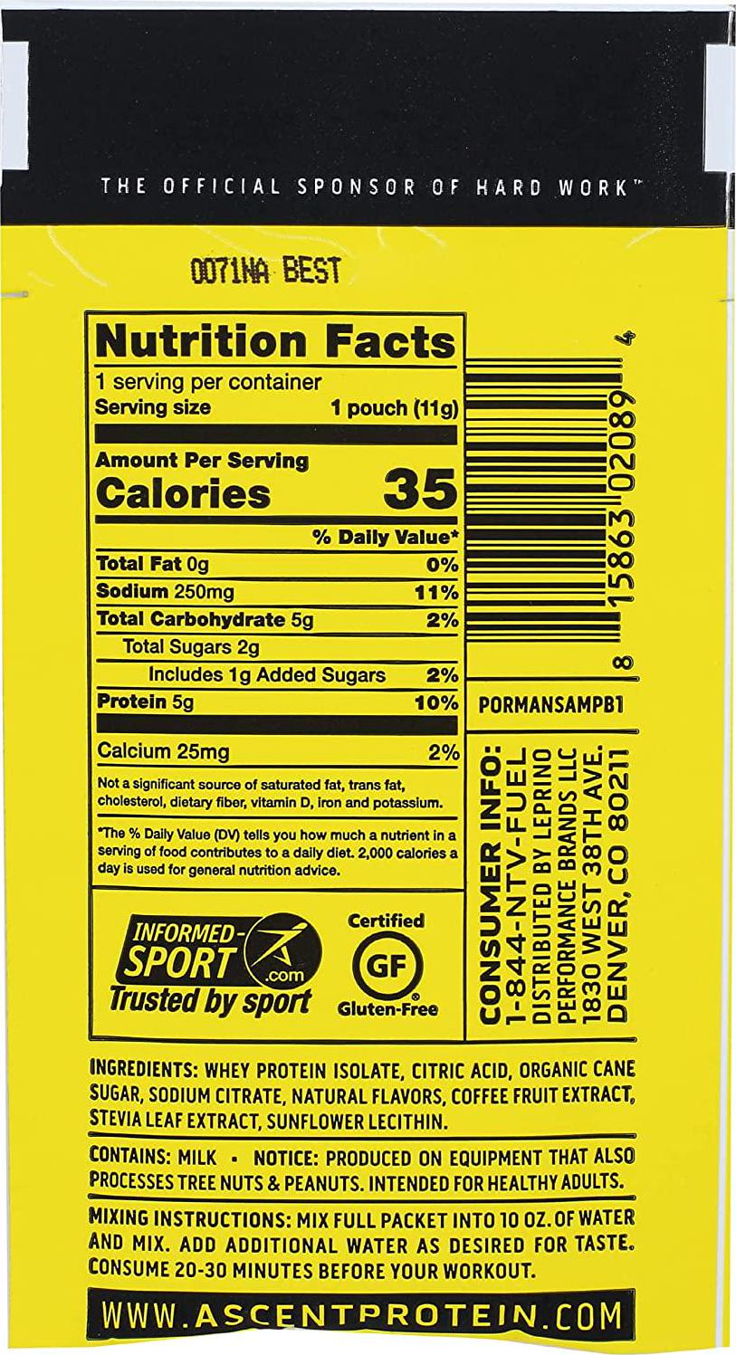 Ascent, Pre Workout Hydration Fuel Orange Mango, 0.39 Ounce