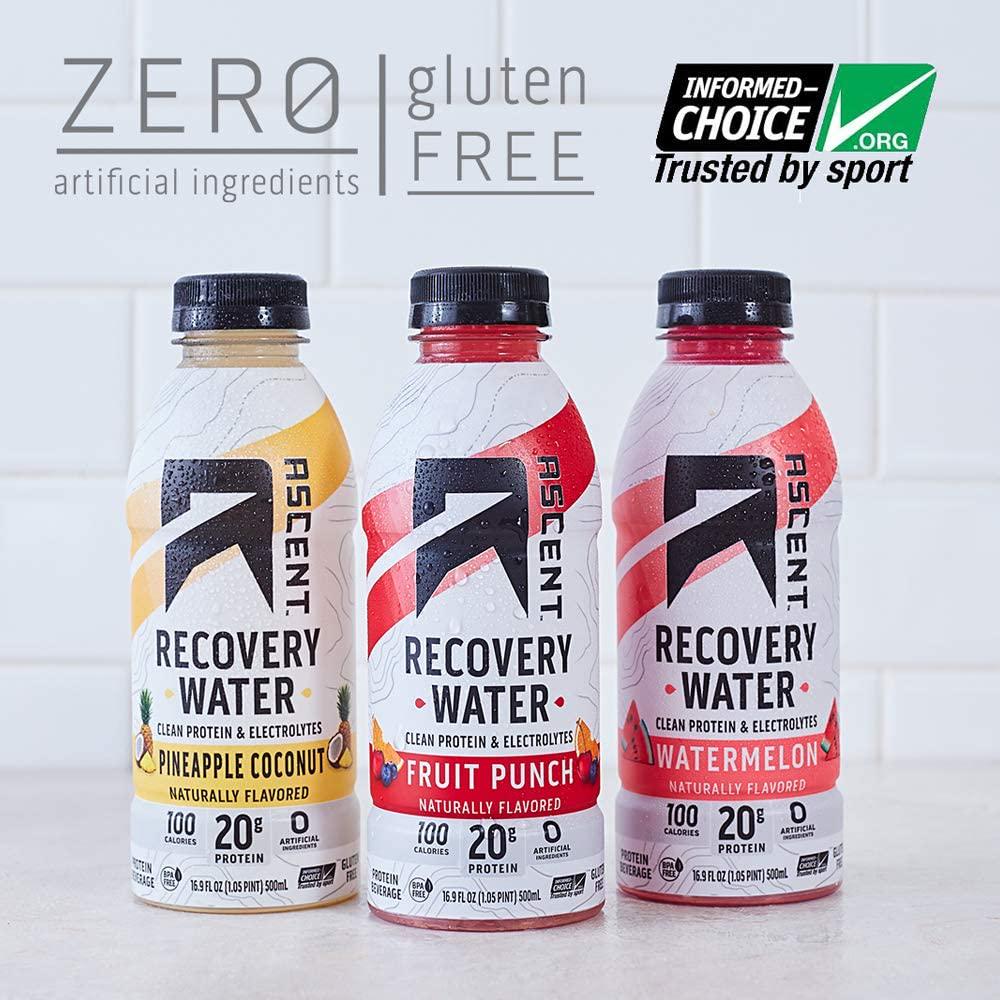 Ascent Protein Recovery Water Pineapple Coconut - 12 Pack