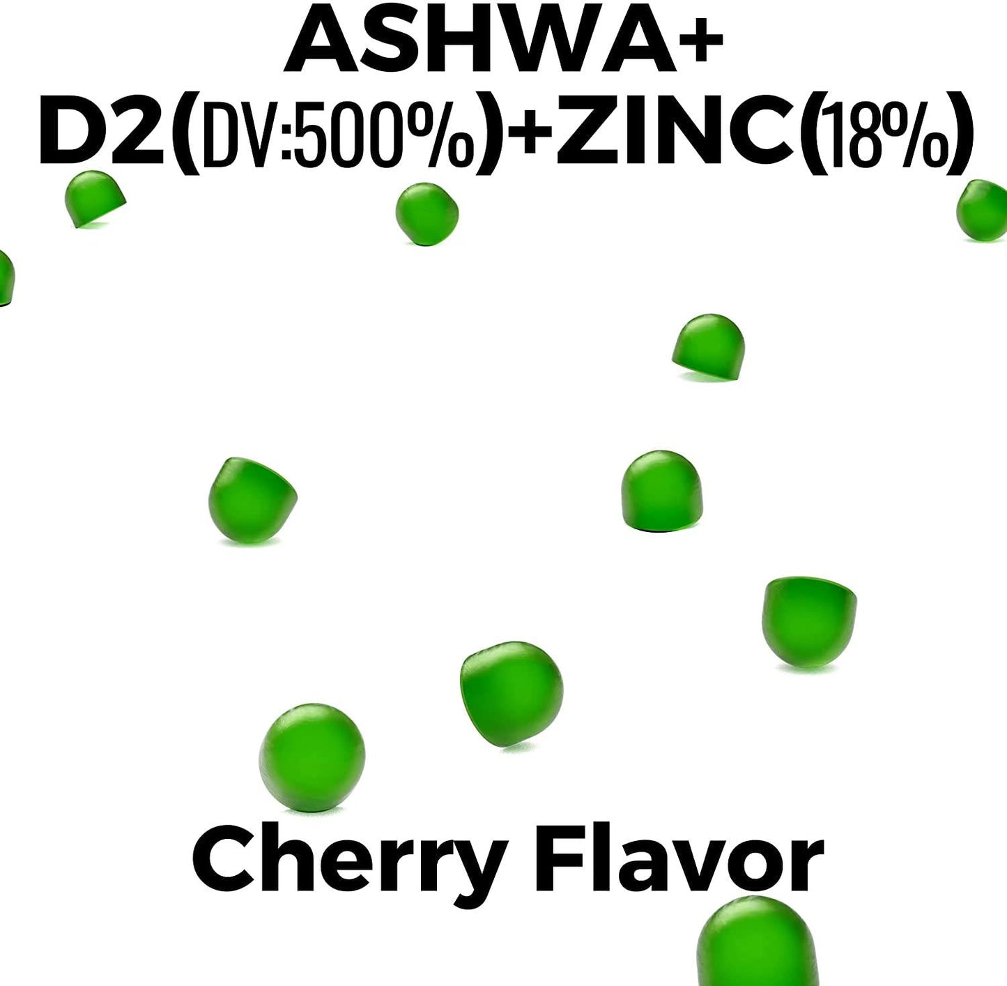 Ashwagandha ASHWA Gummies w/Vitamin D-2 for Calm Sleep Adrenal Cortisol Thyroid Blood Sugar Brain Boost Memory Vitality Weight Hair-Loss Growth Support Supplement for Men, Women and Kids