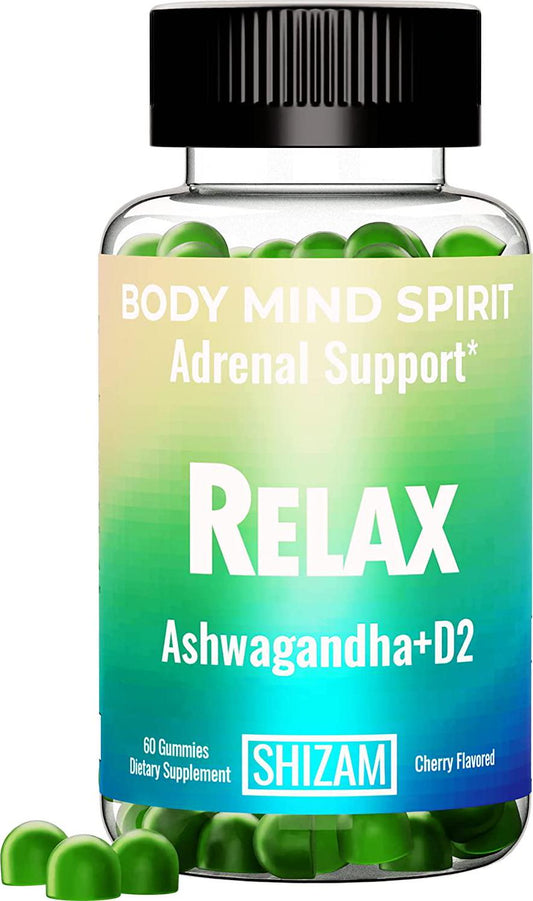 Ashwagandha ASHWA Gummies w/Vitamin D-2 for Calm Sleep Adrenal Cortisol Thyroid Blood Sugar Brain Boost Memory Vitality Weight Hair-Loss Growth Support Supplement for Men, Women and Kids