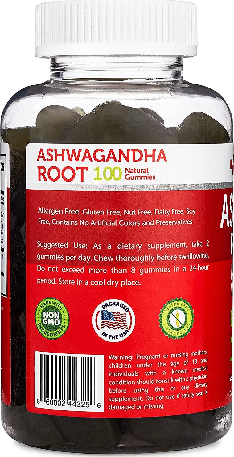 Ashwagandha Gummies for Men and Women - Strongest 1,500mg Formula (100 Gummies) 3% Withanolides Cortisol Blocker for Stress, Anxiety, and Relaxation from Herbatech Supplements