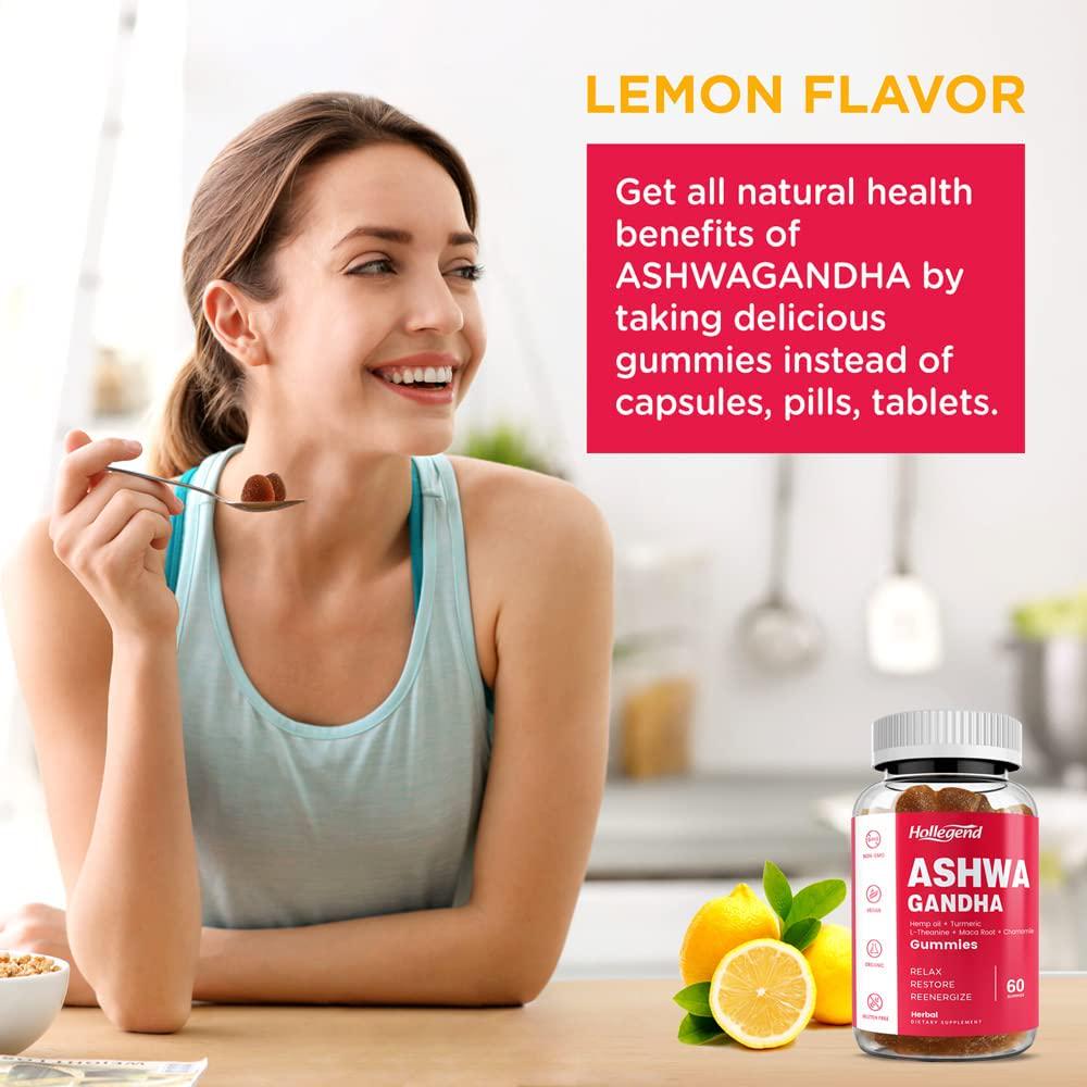 Ashwagandha Gummies by HOLLEGEND 2000mg Organic Ashwagandha Root Powder with Maca for Women Men, Relax, Reenergize, Restore, ASHWA Vitamin Gummy Supplements for Stress Relief, Calm Mood , 120 Gummies