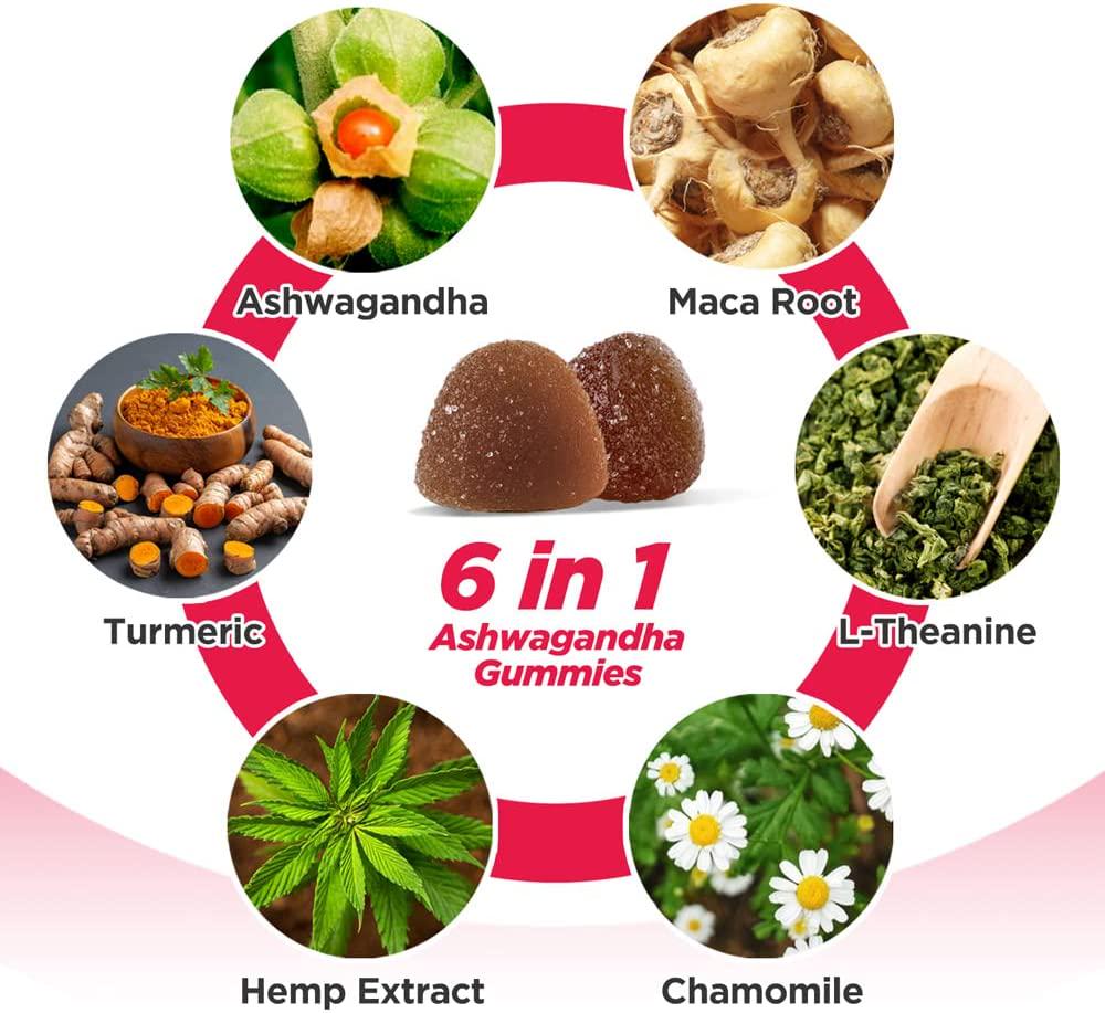 Ashwagandha Gummies by HOLLEGEND 2000mg Organic Ashwagandha Root Powder with Maca for Women Men, Relax, Reenergize, Restore, ASHWA Vitamin Gummy Supplements for Stress Relief, Calm Mood , 120 Gummies