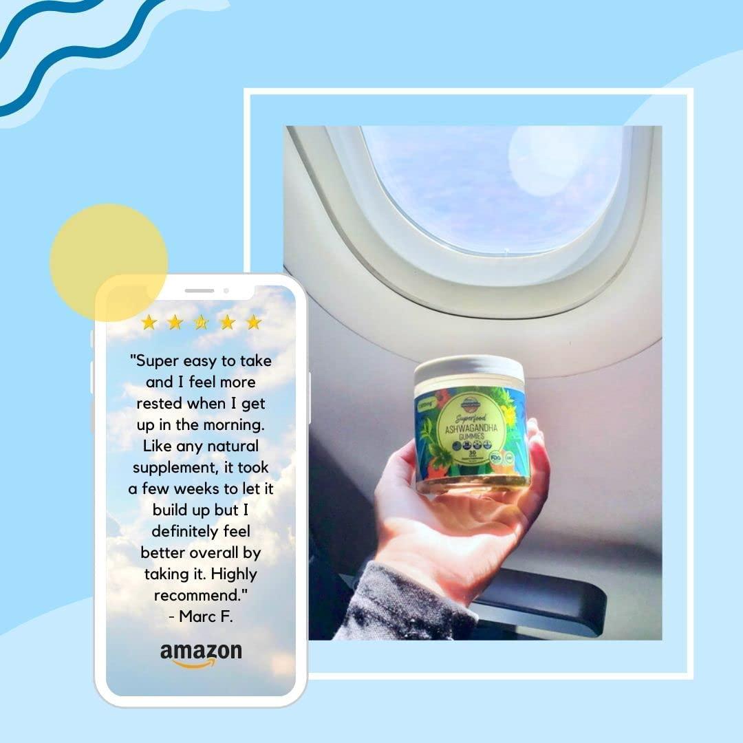 Ashwagandha Gummies by Paradise Naturals - 1500mg Natural Stress Relief Calm Recovery Gummy - Vitamin D Plus Zinc Immune Supplements - Sleep and Mood Support - De-Stress and Calming Energy