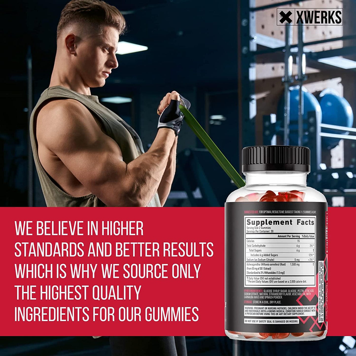 Ashwagandha Root Gummies 1500mg Natural Color Vegan-Friendly Non-GMO Gluten-Free