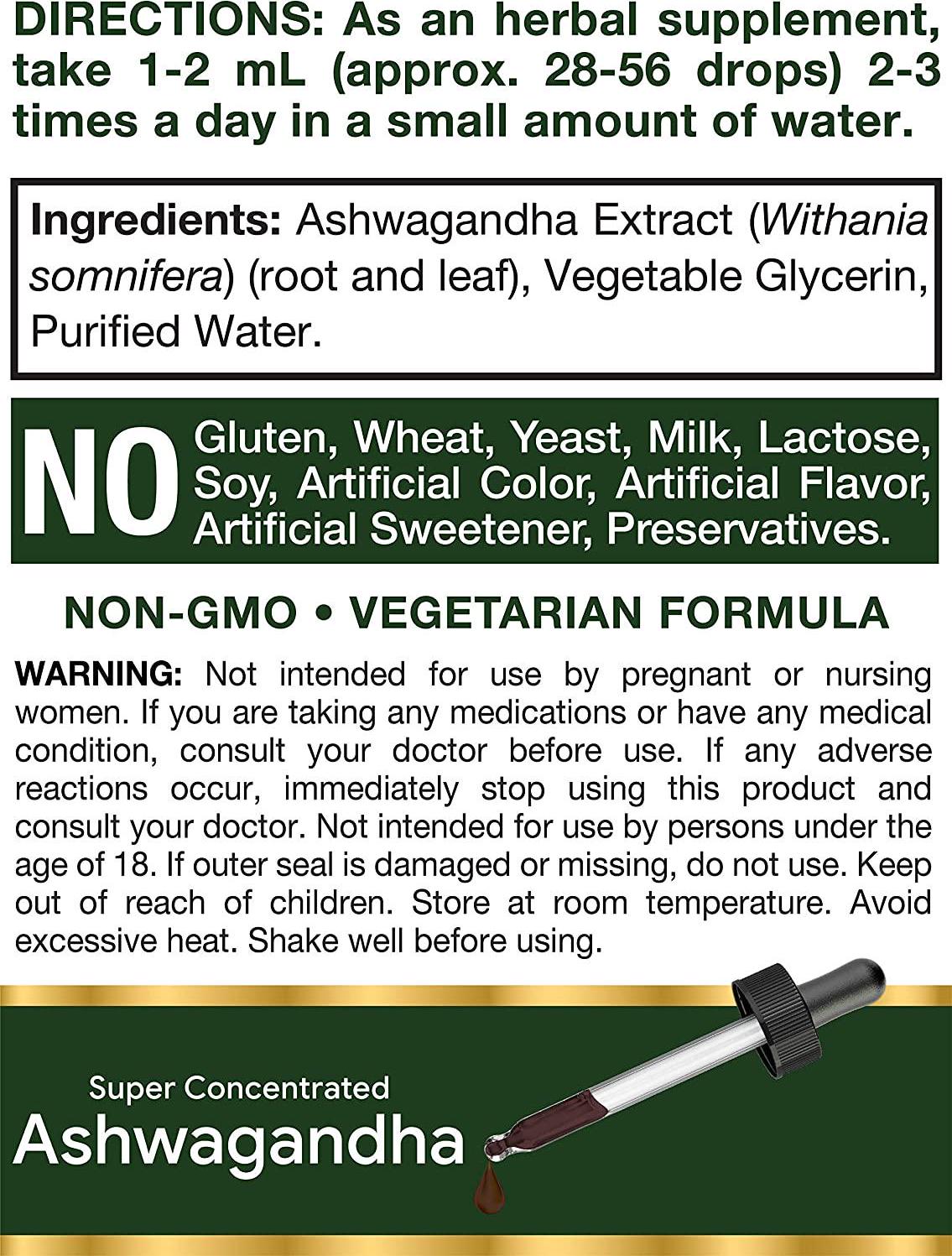 Ashwagandha Root Liquid Extract | 2 fl oz | Alcohol Free Tincture | Vegetarian, Non-GMO, Gluten Free Supplement | by Horbaach