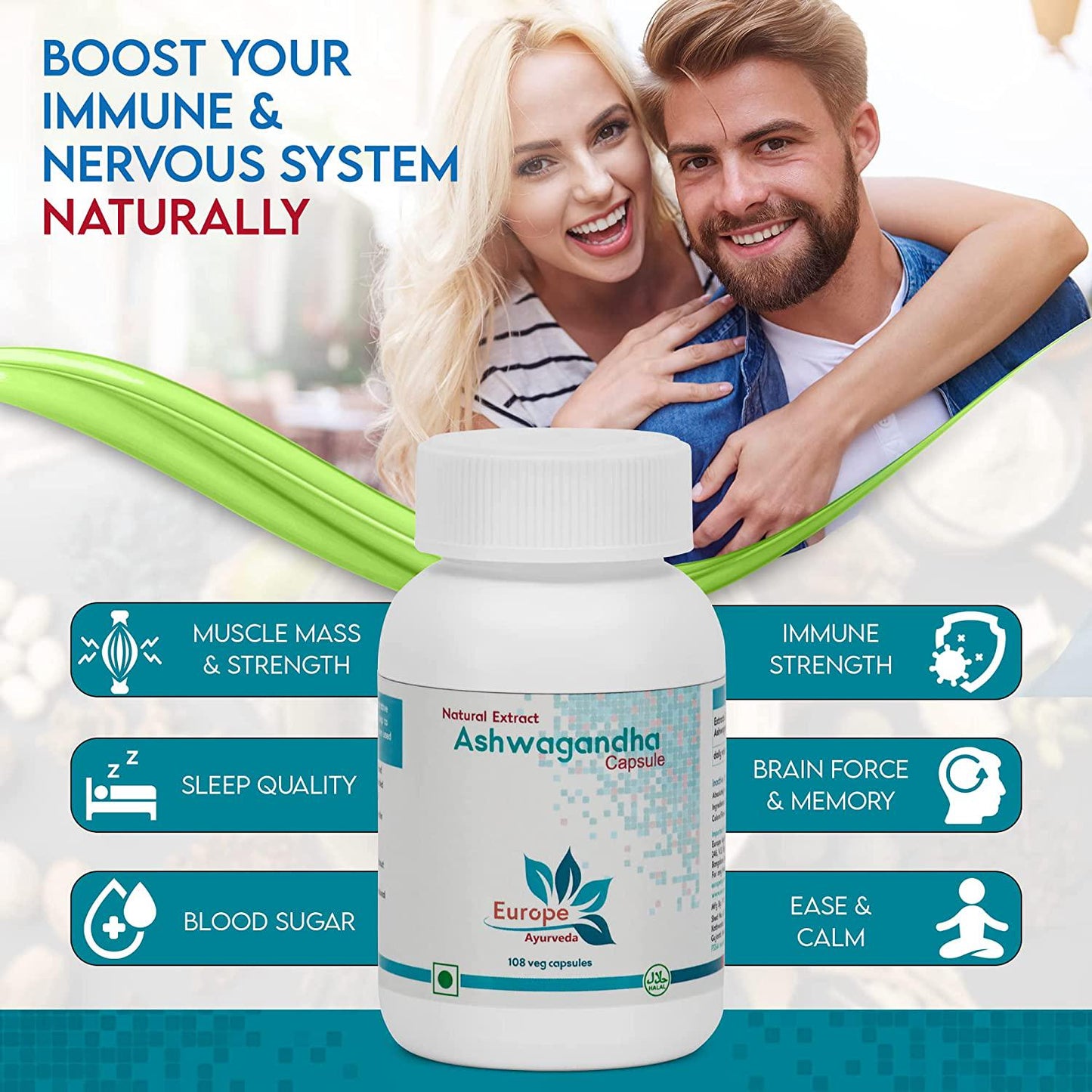 Ashwagandha Root Powder 500 mg - 108 Vegan Capsules - Relax, Restore Stress Relief, Mood Enhancer, Immune and Thyroid Support, Vegeterian Ashwaganbdha Supplements