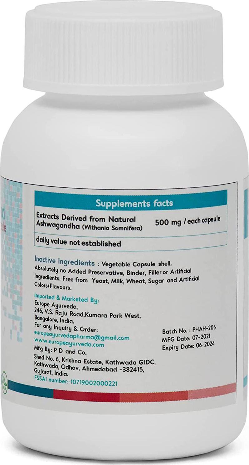 Ashwagandha Root Powder 500 mg - 108 Vegan Capsules - Relax, Restore Stress Relief, Mood Enhancer, Immune and Thyroid Support, Vegeterian Ashwaganbdha Supplements