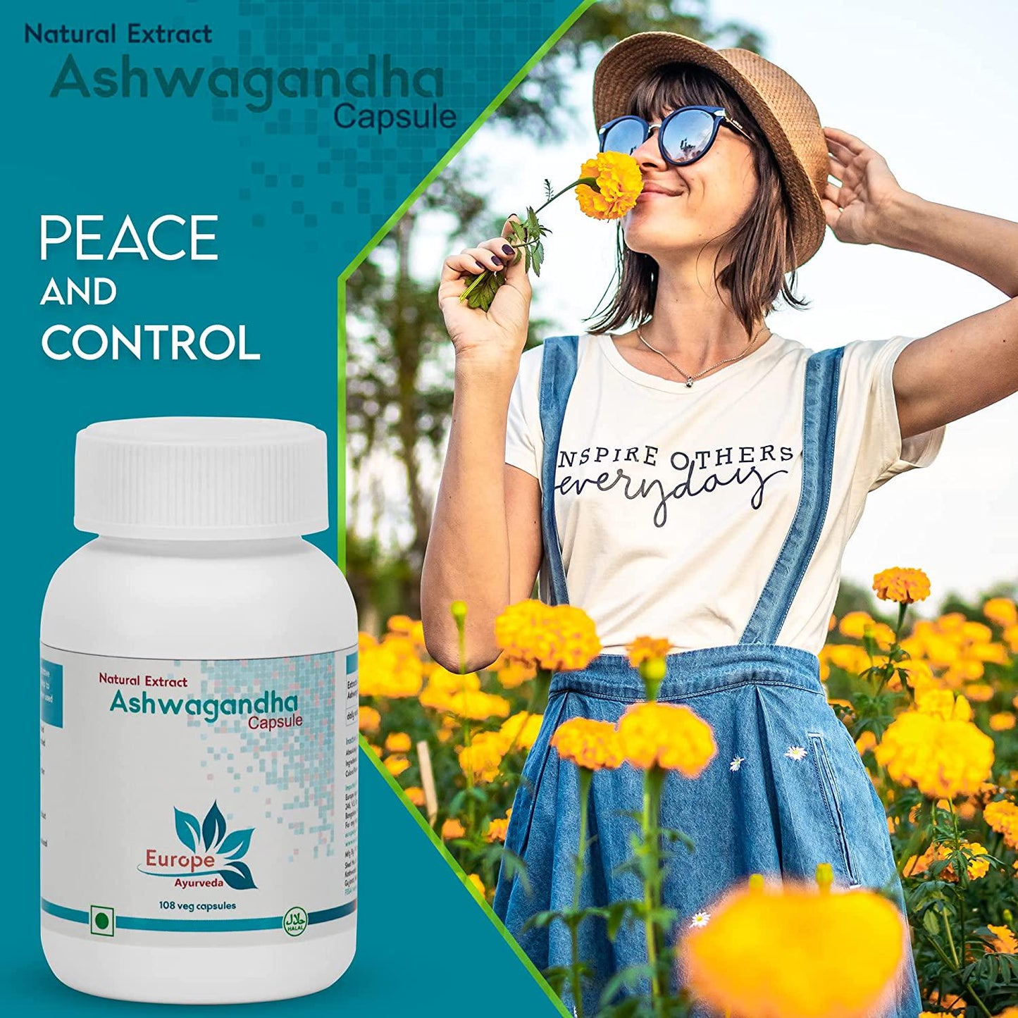 Ashwagandha Root Powder 500 mg - 108 Vegan Capsules - Relax, Restore Stress Relief, Mood Enhancer, Immune and Thyroid Support, Vegeterian Ashwaganbdha Supplements