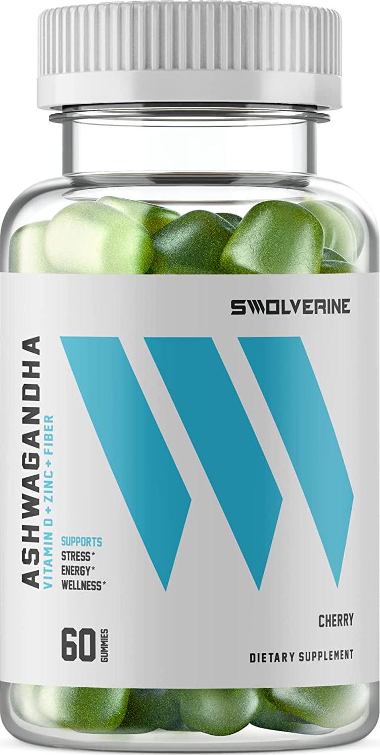 Ashwagandha Vitamin Gummies | Zinc, Vitamin D, Relax, Sleep, Strength, Non-GMO, Vegan - Cherry (60 Count)