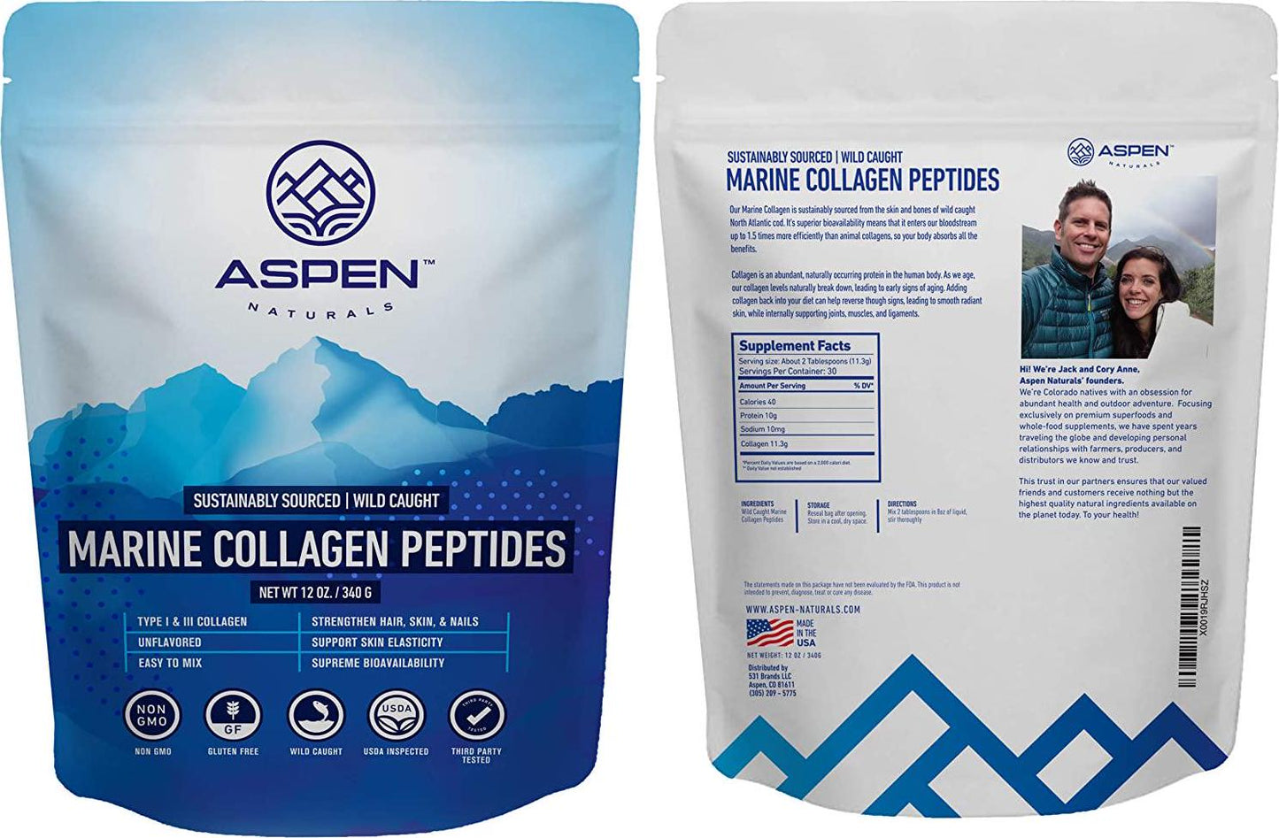 Aspen Naturals Marine Collagen Peptides - Protein Powder Supplement for Joint and Bone Health - Natural Fuel for Daily Dietary Health - 12oz