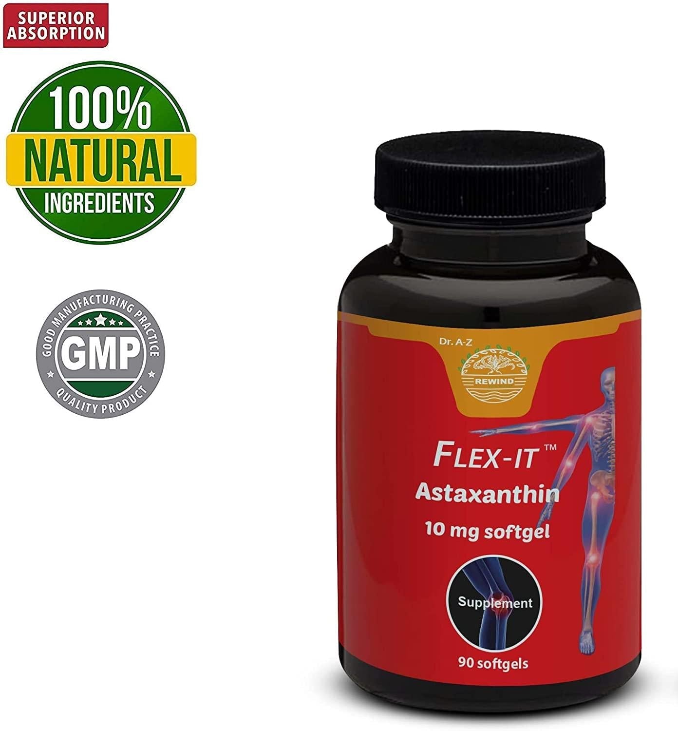 Astaxanthin 10mg Softgel Capsules Flexit Astaxanthin 10mg Nature's Pure Triple Strength High Potency, Natural Joint Supplement Immune Booster SOFTGEL