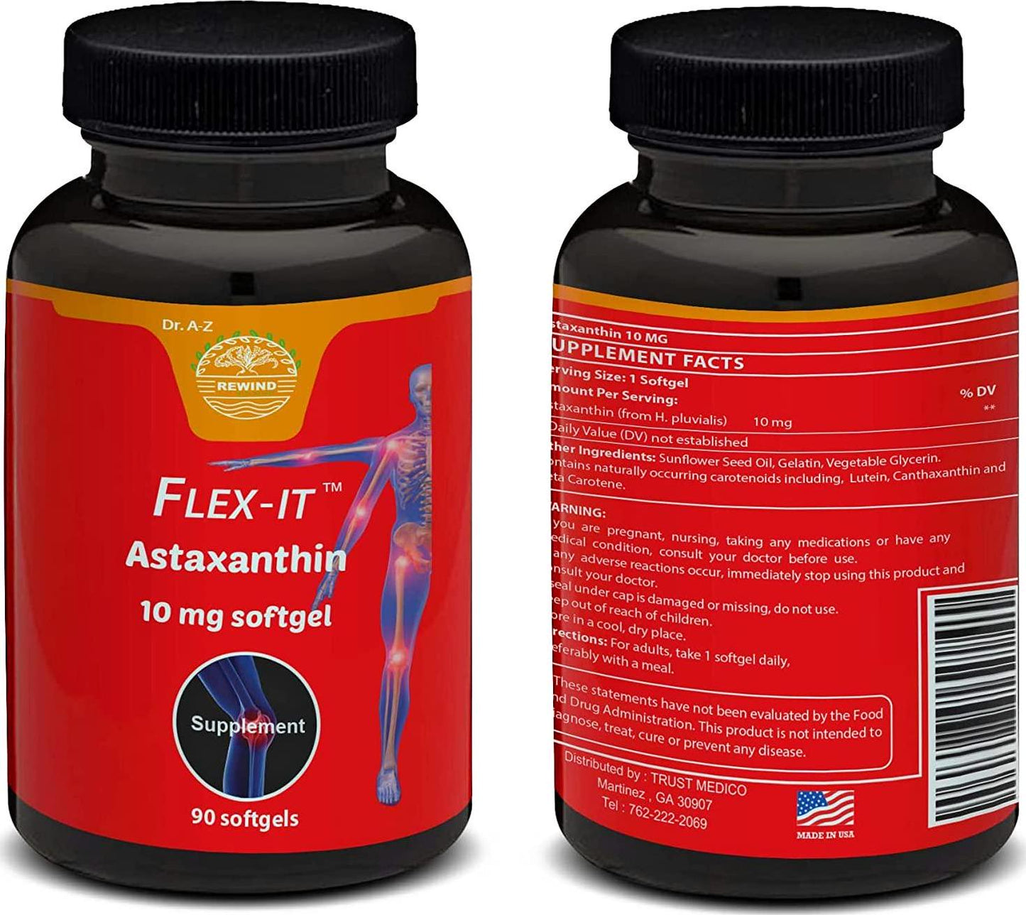 Astaxanthin 10mg Softgel Capsules Flexit Astaxanthin 10mg Nature's Pure Triple Strength High Potency, Natural Joint Supplement Immune Booster SOFTGEL
