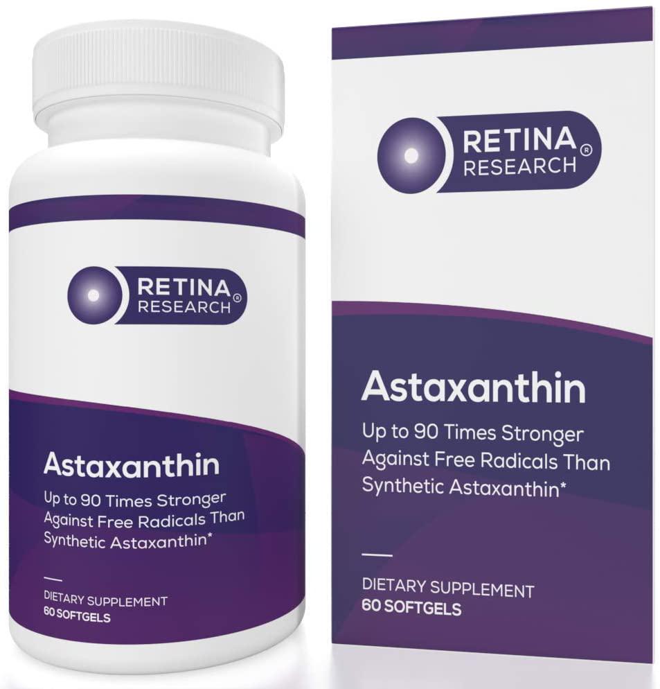 Astaxanthin 10mg - World’s First Certified Organic Astaxanthin Supplement - Natural Astaxanthin Extracted from Haematococcus Pluvialis Algae - Made in USA - by Retina Research
