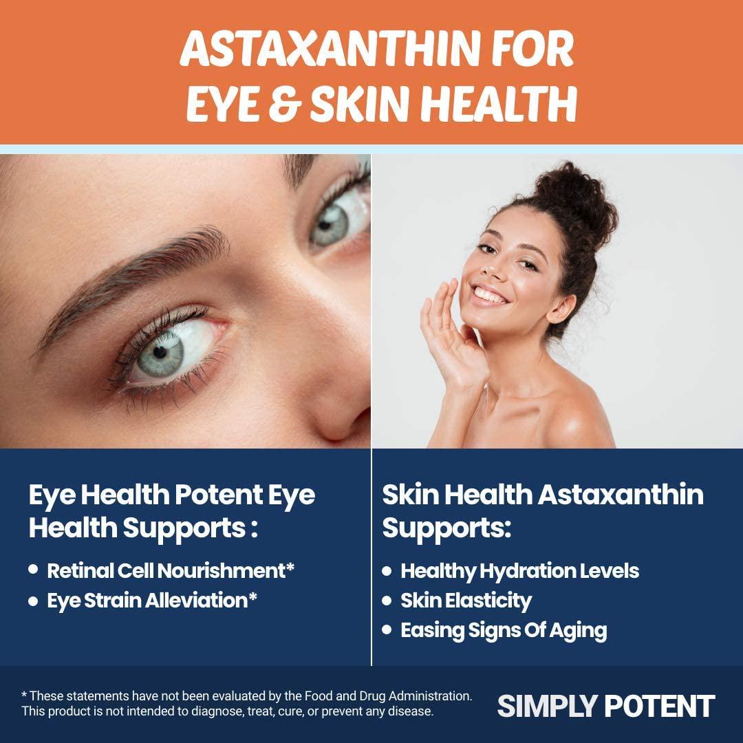 Astaxanthin 12mg 120 Softgels, High Potency Triple Strength Antioxidant Gel Cap Supplement Supports Joint, Heart, Brain, Skin, Eye Health and Muscle Fatigue Recovery