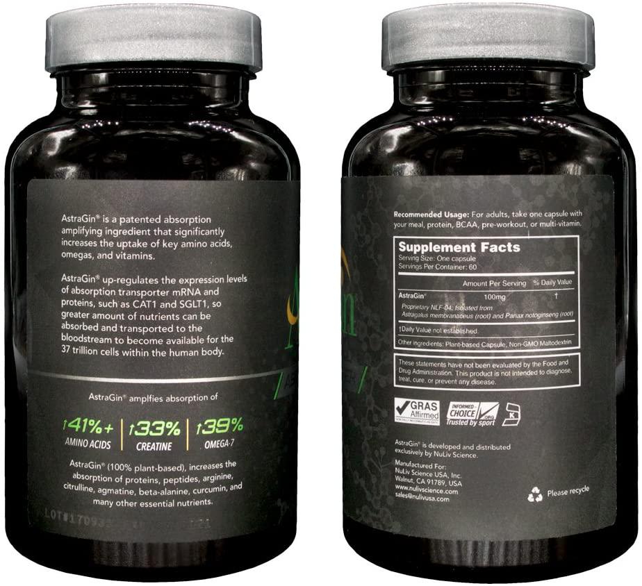 AstraGin Maximum bioavailability Enhancer for pre-Workout Supplements, BCAA and Protein Powder