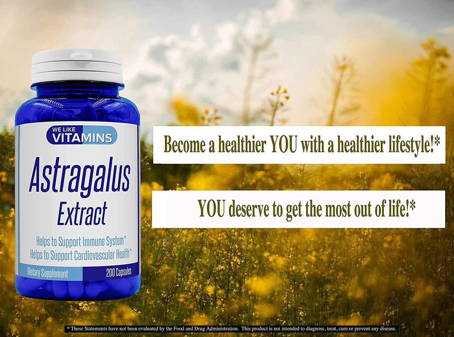 Astragalus 2000mg Equivalent 4:1 Extract - 200 Capsules - Astragalus Supplement - Helps Support Strong Immune Function and Cardiovascular System Astragalus Root Extract