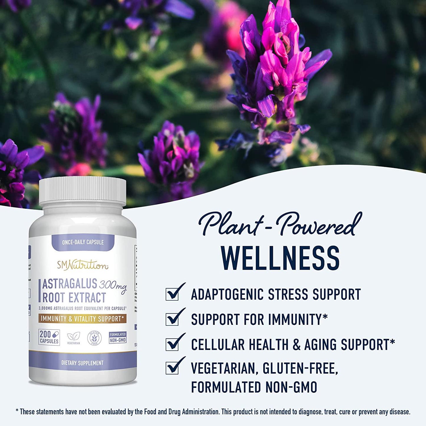 Astragalus 3000mg Supplement (200 Capsules) 10:1 Astragalus Extract 300mg Equal to 3,000mg Astragalus Root Powder - Immune Booster, Immune System, Immunity Support; Non-GMO, Gluten-Free