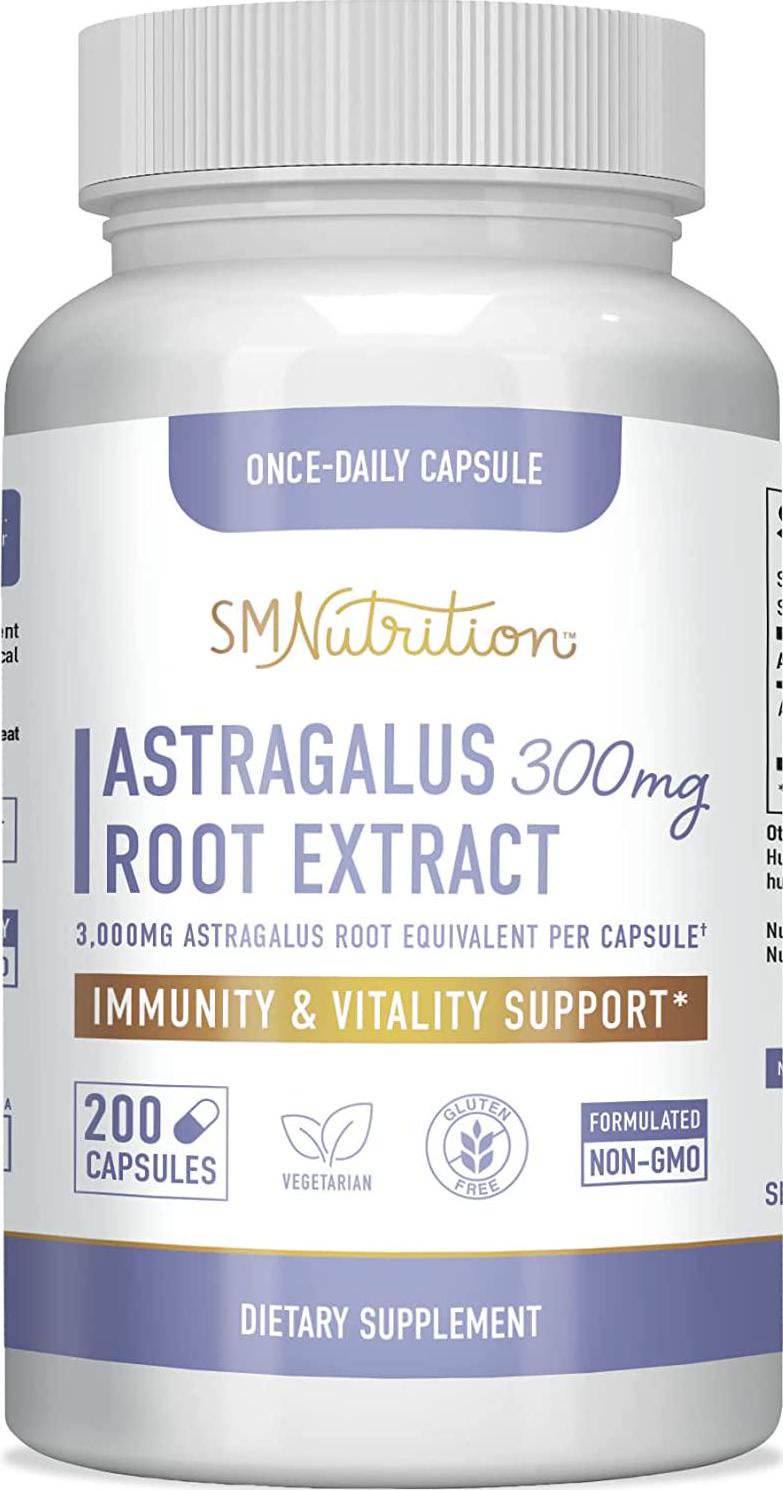 Astragalus 3000mg Supplement (200 Capsules) 10:1 Astragalus Extract 300mg Equal to 3,000mg Astragalus Root Powder - Immune Booster, Immune System, Immunity Support; Non-GMO, Gluten-Free