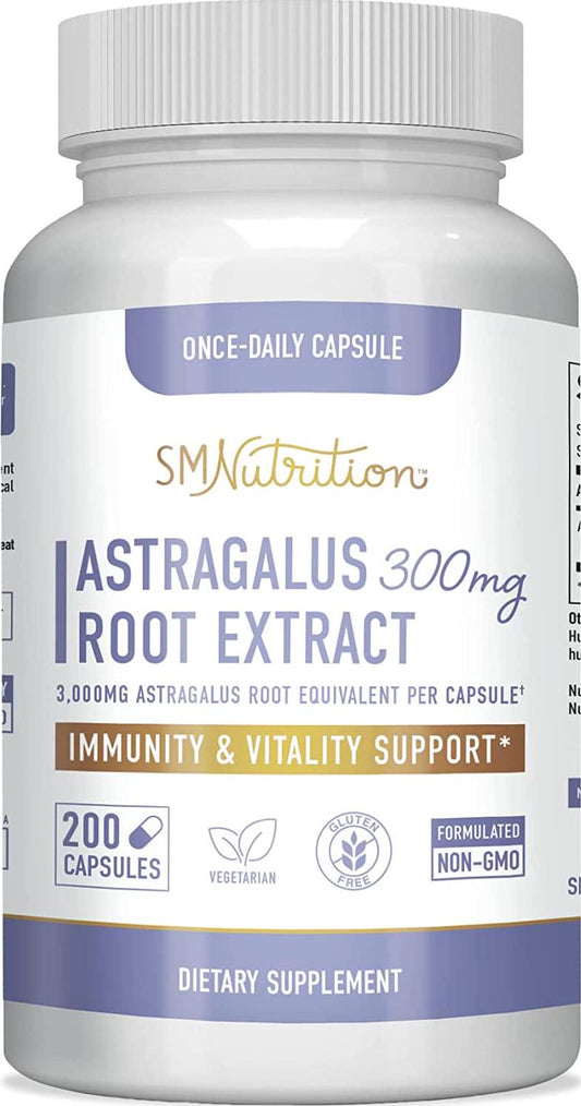 Astragalus 3000mg Supplement (200 Capsules) 10:1 Astragalus Extract 300mg Equal to 3,000mg Astragalus Root Powder - Immune Booster, Immune System, Immunity Support; Non-GMO, Gluten-Free