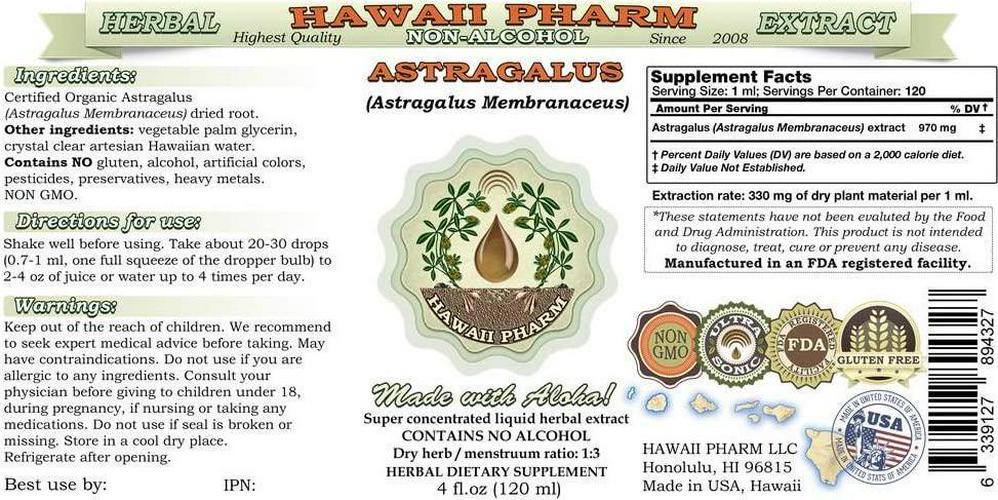 Astragalus Alcohol-Free Liquid Extract, Organic Astragalus (Astragalus membranaceus) Dried Root Glycerite 2 oz