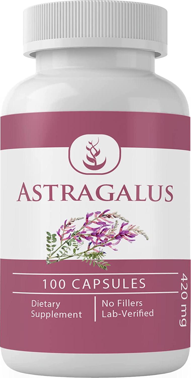 Astragalus Extract, 100 Capsules, 420 mg Serving, 100% Pure and Natural, No Filler, Non-GMO, Made in USA, Cardiovascular and Immunity Support, Lab-Tested Potency by Pure Organic Ingredients