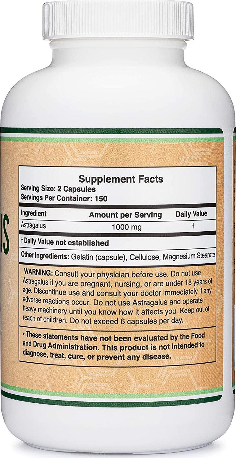 Astragalus Root Capsules - 1,000mg Per Serving (300 Capsules) High in Polysaccharides, Made in The USA for Aging, Cardiovascular, and Immune Support by Double Wood Supplements