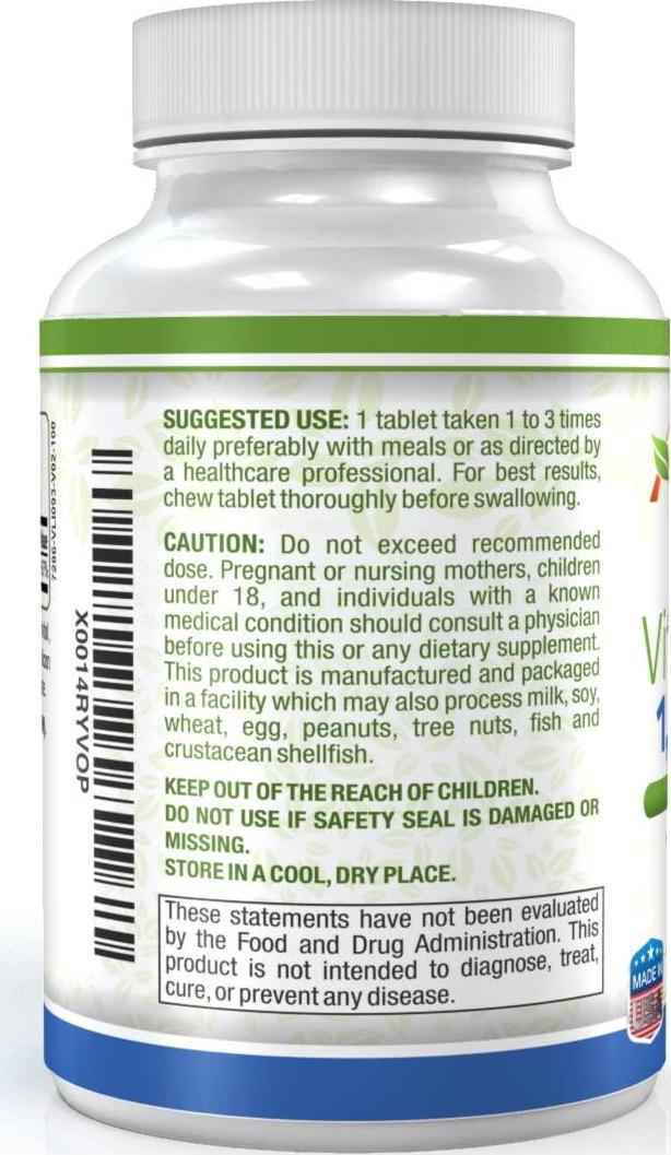 Athena - Vitamin B12 1,000mcg Chewable Tablets Supplement - Methylcobalamin - Cherry Flavor - High Potency- Suitable for Vegetarians - 100 Tablets