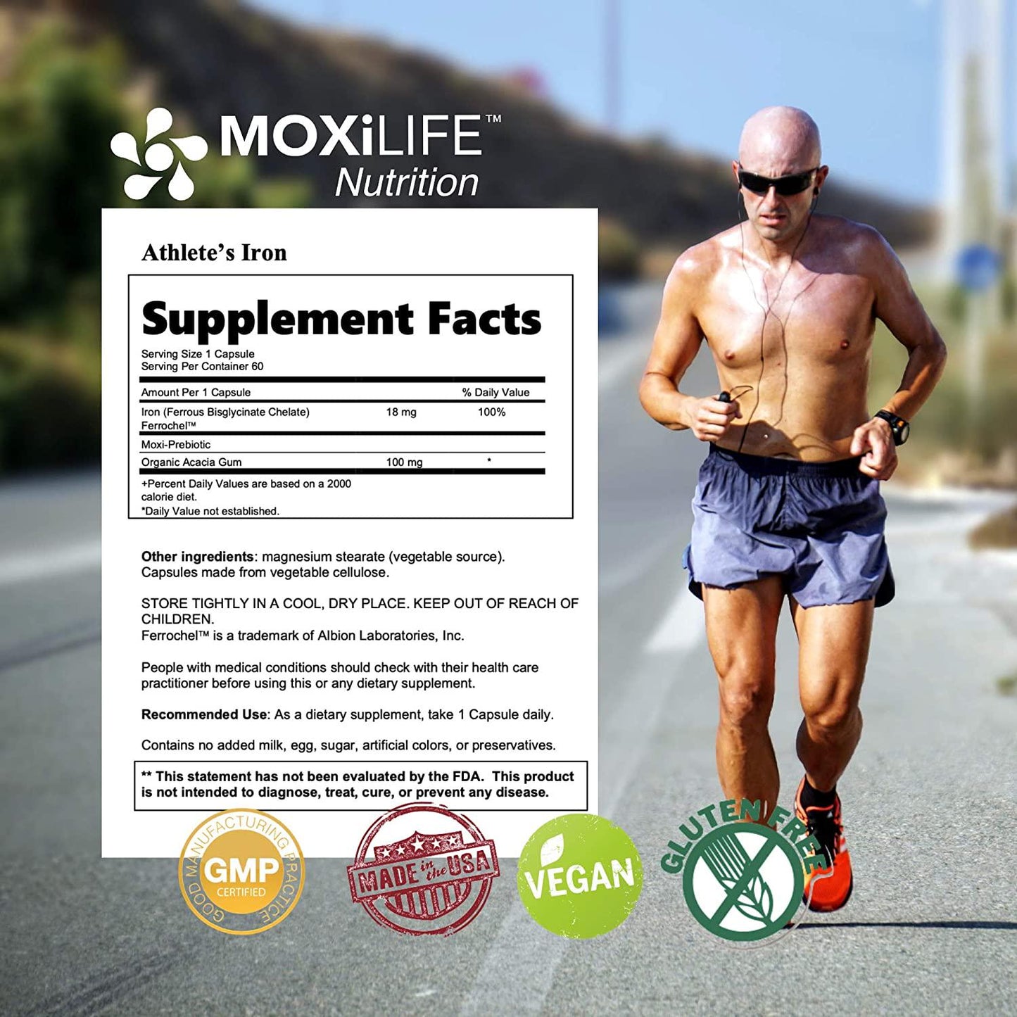 Athletes Iron Supplement Tablets - Natural Blood Builder Supplement Essential RBC and EPO-Booster Increases VO2 Max and Energy. Contains Prebiotics for Improved Gut Health