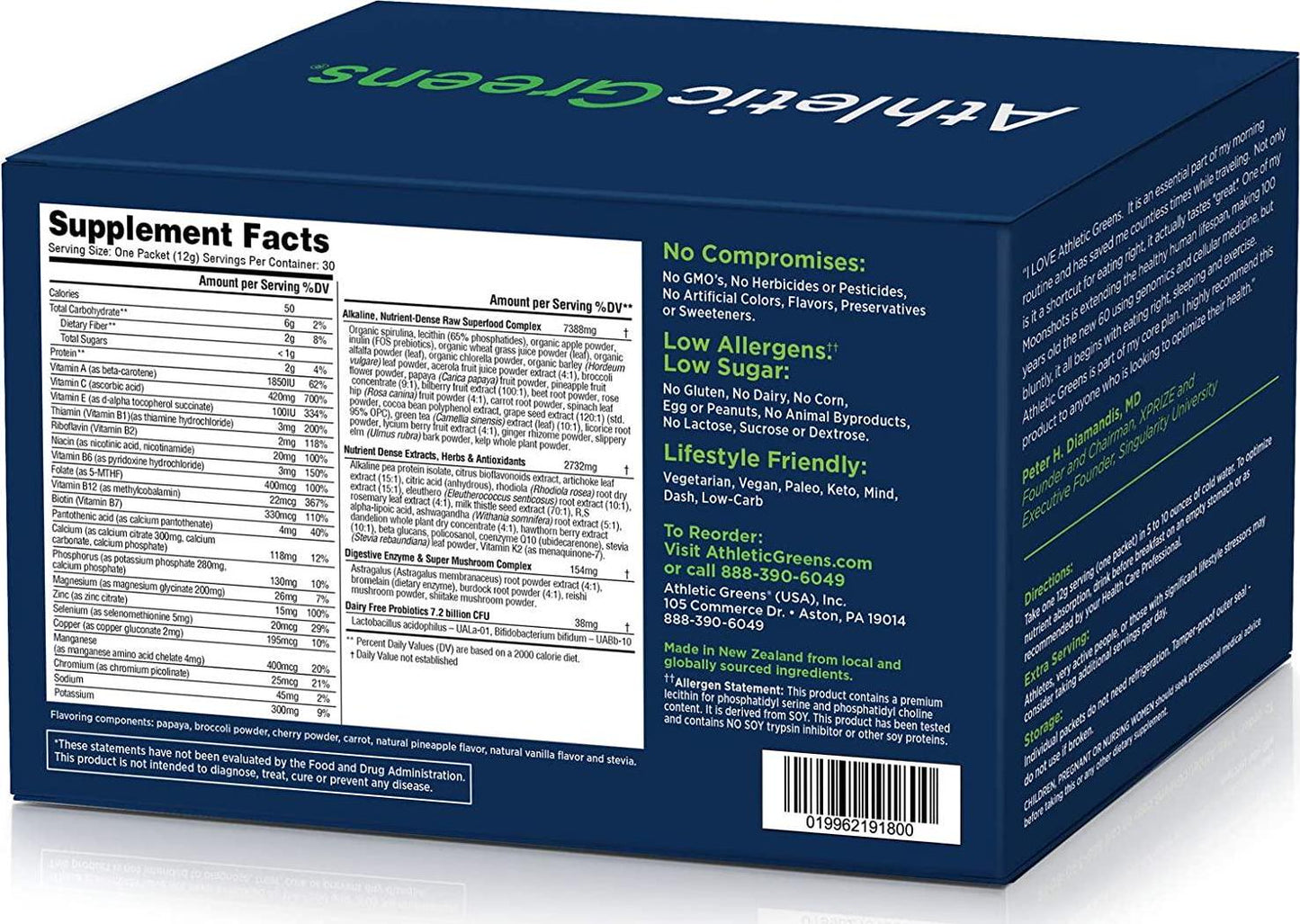 Athletic Greens Ultimate Daily, Whole Food Sourced All in One Greens Supplement, Superfood Powder, Gluten Free, Vegan and Keto Friendly, NSF Certified, Travel Packs (30 Individual Packs)