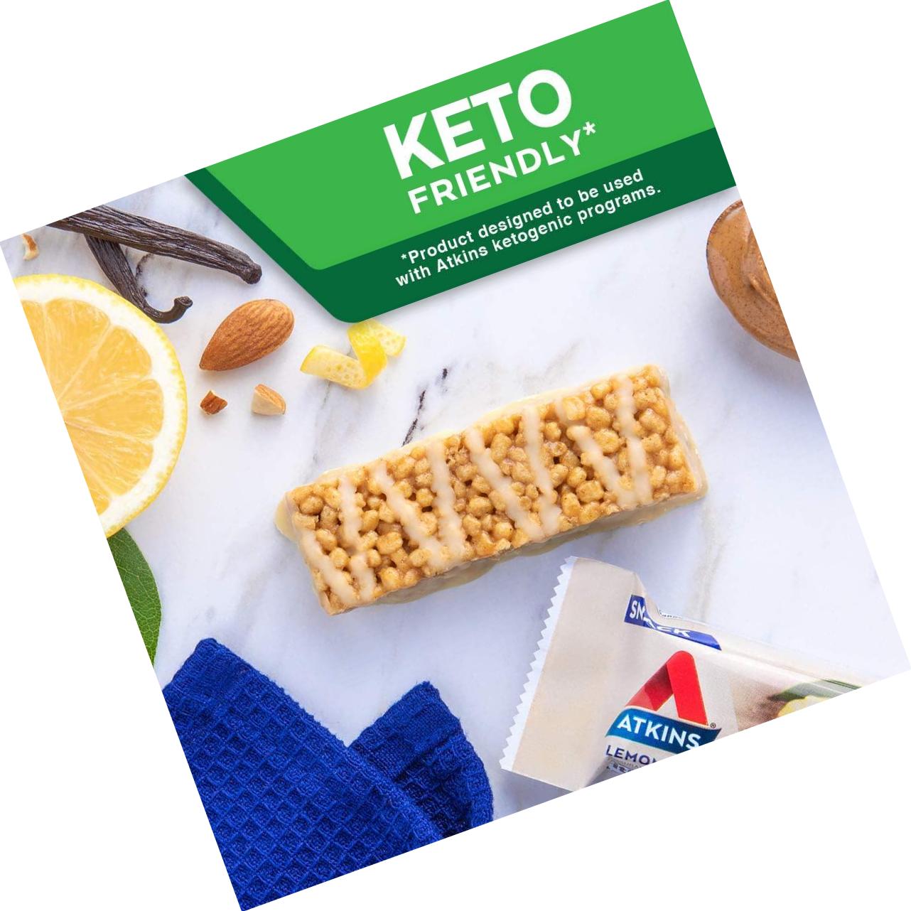 Atkins Atkins Gluten Free Snack bar, Lemon bar, Keto Friendly, 8 Count (Value Pack)