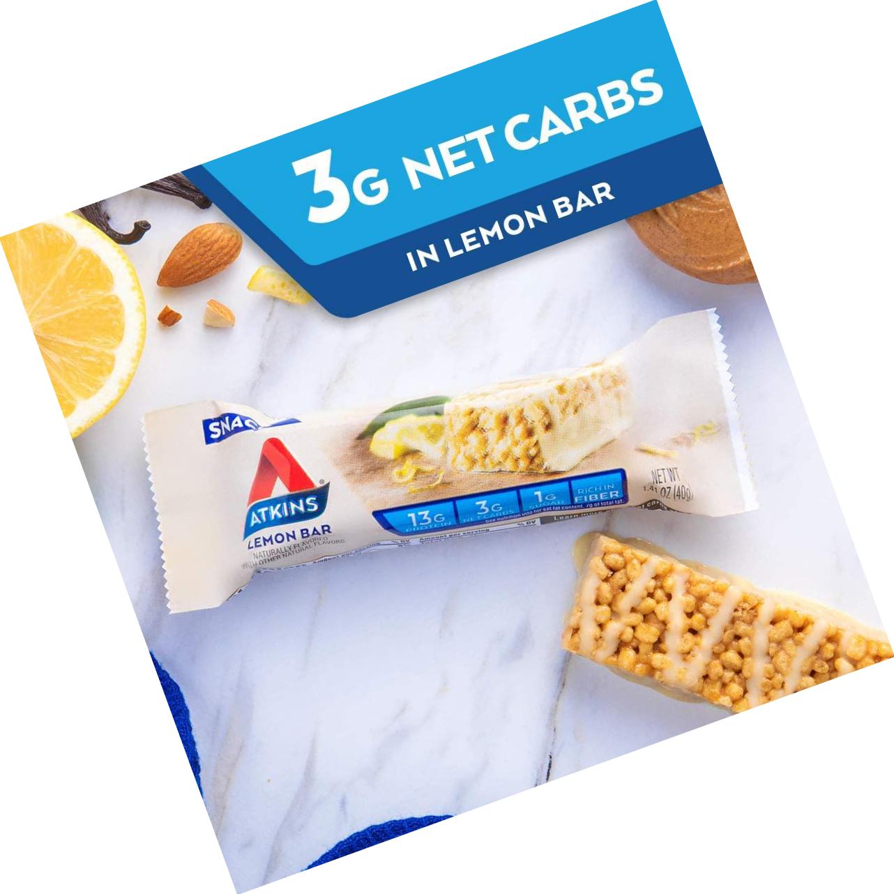 Atkins Atkins Gluten Free Snack bar, Lemon bar, Keto Friendly, 8 Count (Value Pack)